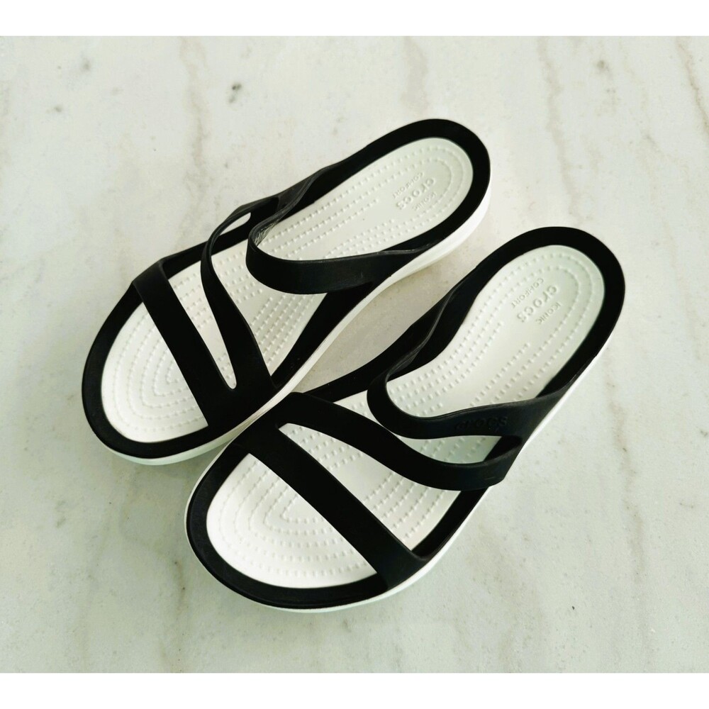 Crocs Iconic Comfort Women’s Z Sandals Black & White Size 6 Womens